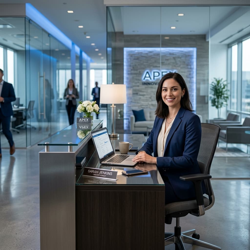 En professionell receptionist som får stöd av Nexus AI™